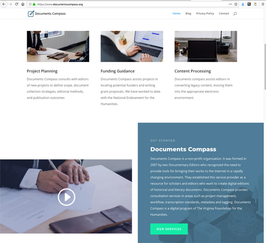 Documents Compass newer website with images of people typing