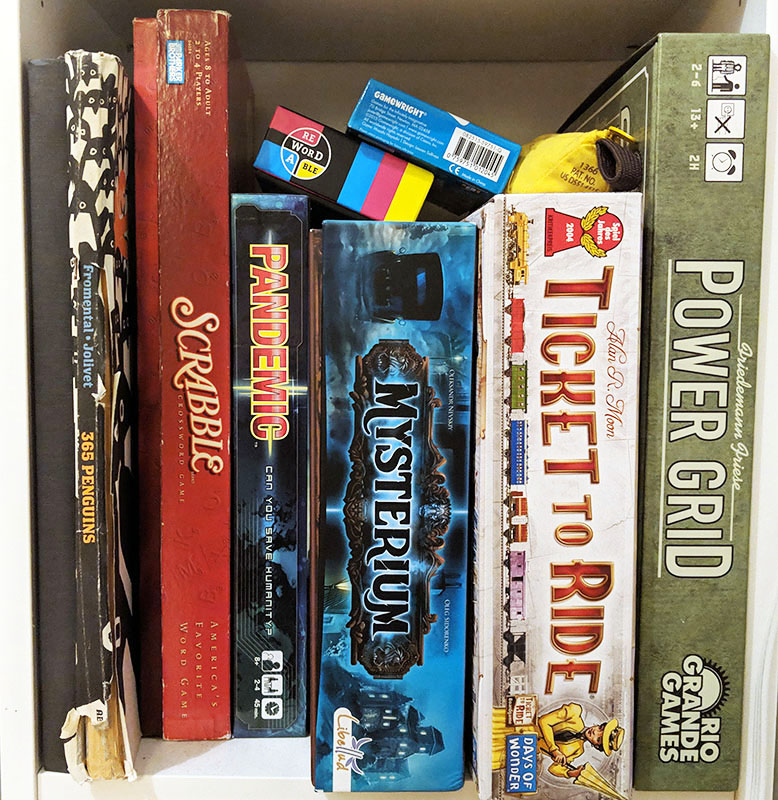 Bookshelf of board games
