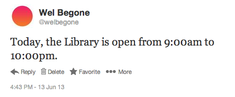 Tweeting library hours