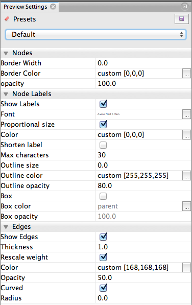 gephi preview settings