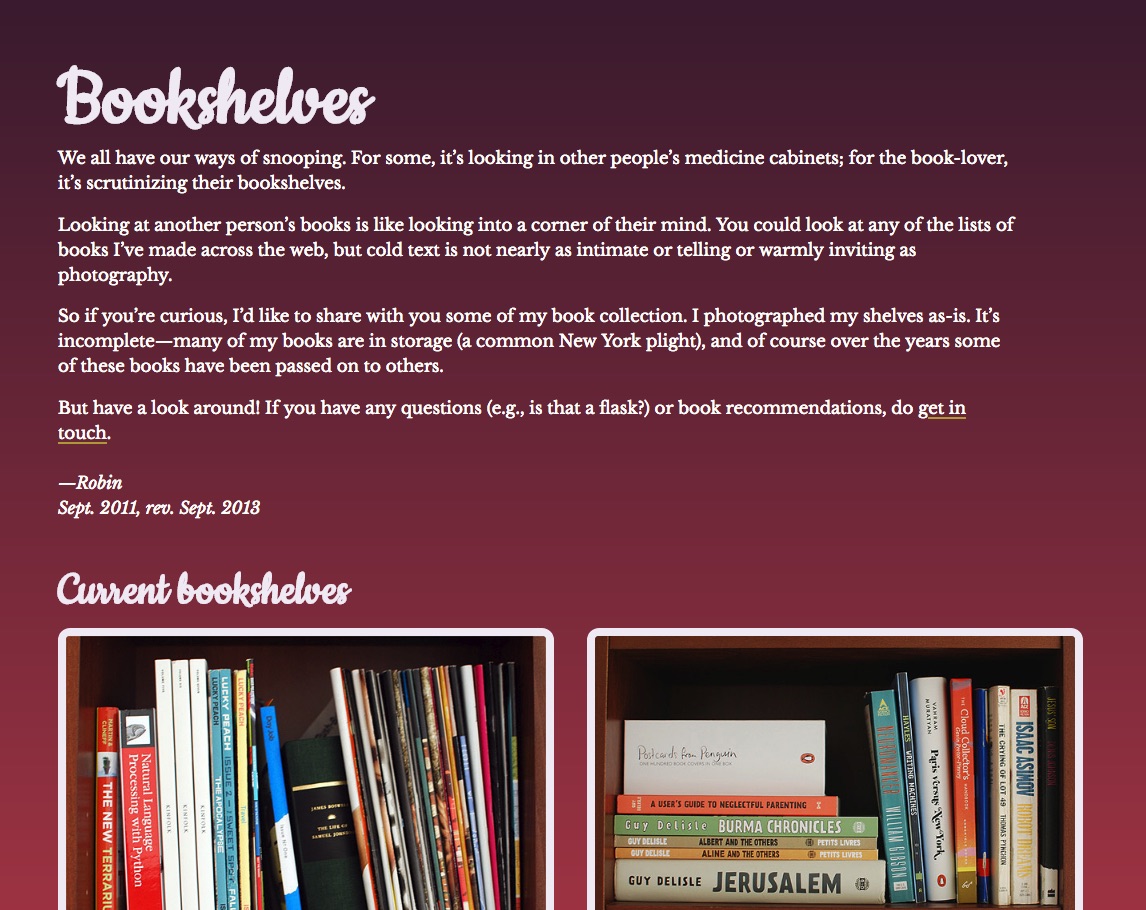 Bookshelves text and photos
