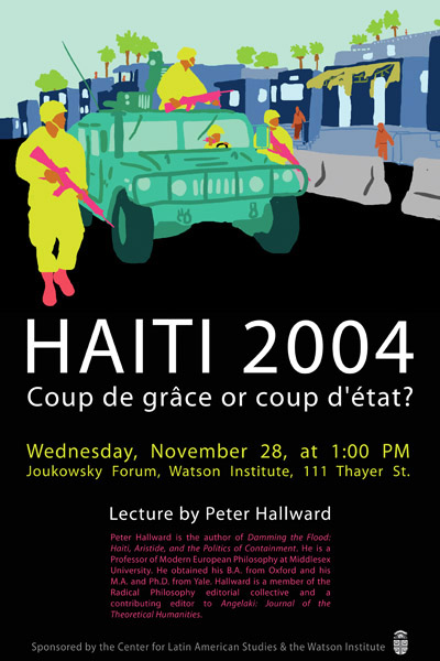 Lecture poster with a colorful army tank
